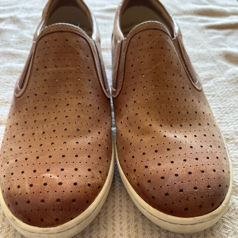 Taos Tan Perforated Leather Slip-On Shoes - Picture 2 of 6